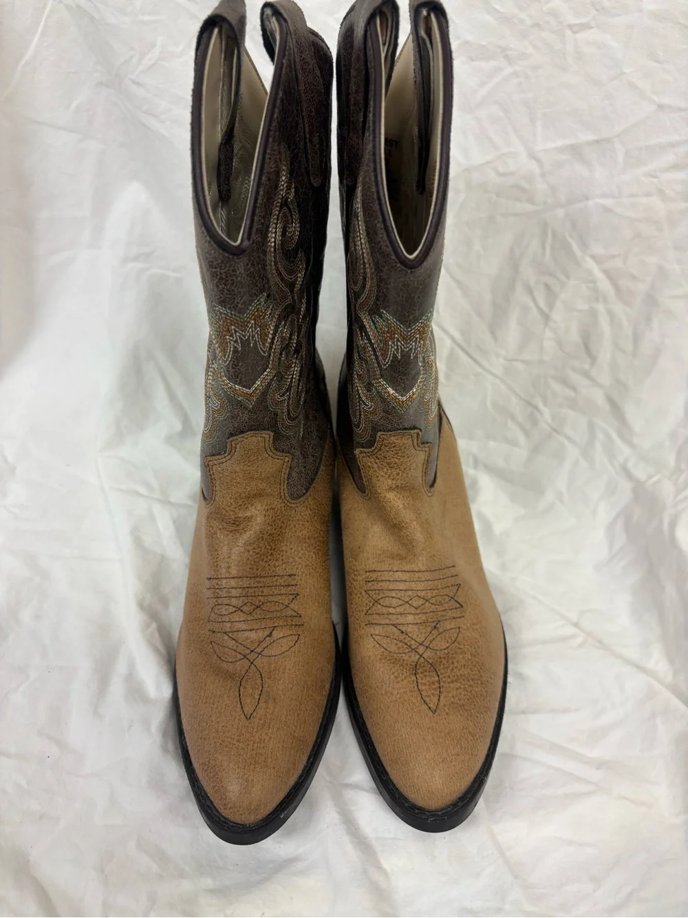 Old West Brown/Tan Kids’ Western Cowboy Boots | Size 3.0-D